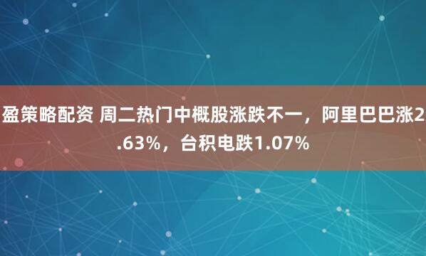 盈策略配资 周二热门中概股涨跌不一，阿里巴巴涨2.63%，台积电跌1.07%